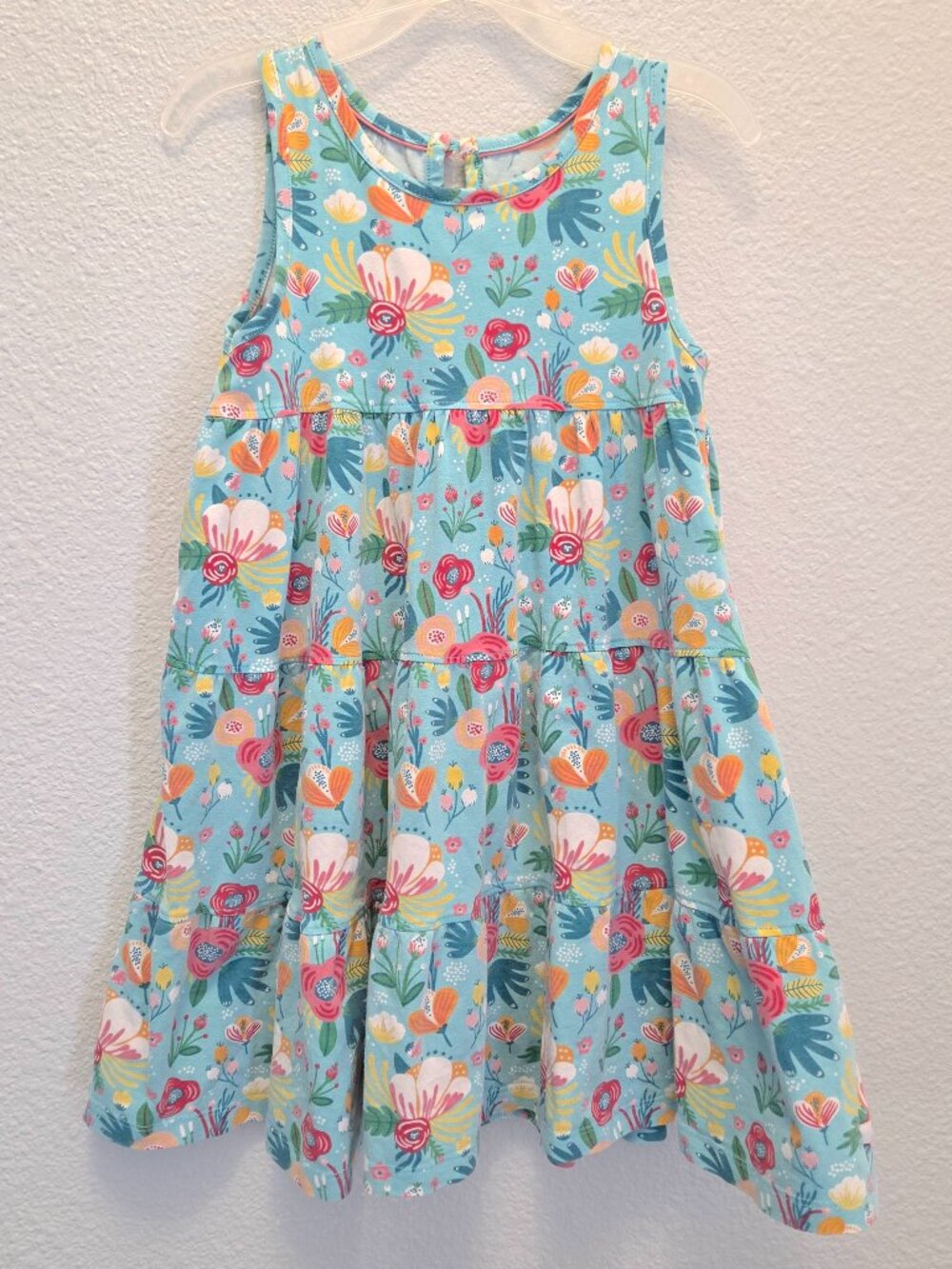 RuffleButts Girls Floral Summer Dress Blue Multicolor Size 6
